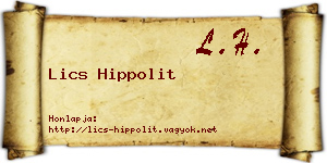 Lics Hippolit névjegykártya